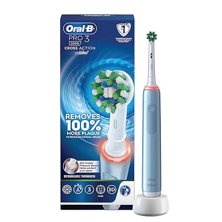 Oral-B Pro 3 Rechargeable Rotating Electric Toothbrush, 3 Cleaning Modes with Pressure Sensor