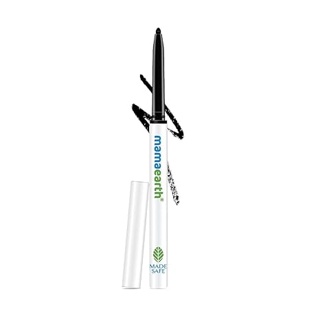 Mamaearth Long Stay Kajal Black Retractable Waterproof Pencil, With Vitamin C & Chamomile, Charcoal Black, Matte Finish, 0.35 g