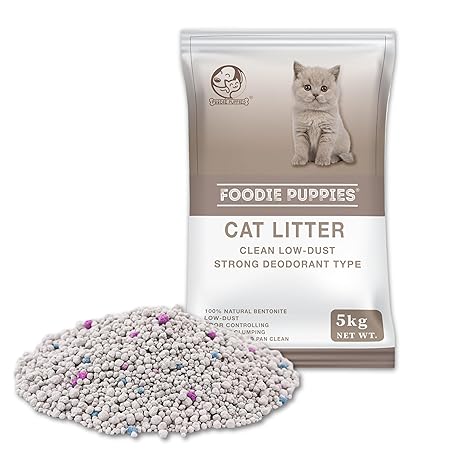 Foodie Puppies Natural Bentonite Cat Litter Sand - 5kg with Lavender Fragrance for Cats and Kittens, Clean Low-dust Strong Deodorant Litter Tray Refill with Odor Controlling and Instant Clumping