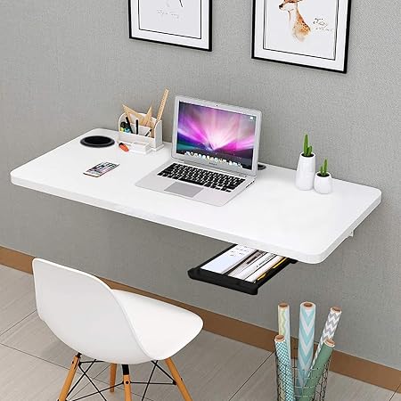 QARA Wall Mounted Round Corner Folding Wall Study Table