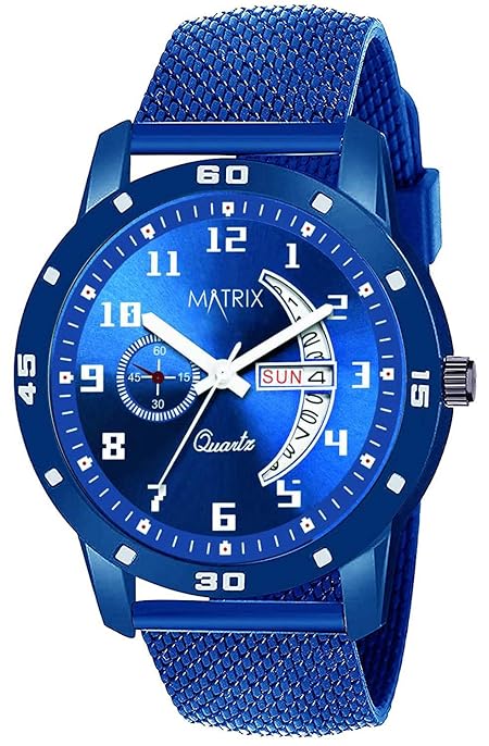 Matrix Analog Day & Date Display Wrist Stainless Steel Band Watch for Men & Boys
