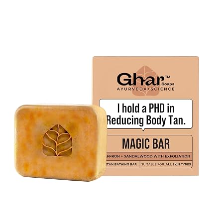 Ghar Soaps Sandalwood & Saffron Magic Soaps For Bath (100 Gms Pack Of 1), Paraben Free, Chandan & Kesar Bath Soap