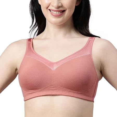 Enamor A112 Full Support Minimizer Cotton Bra For Women Non-Padded, Non-Wired & Full Coverage With Seamless Cup(A112-Ros
