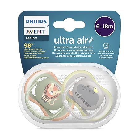 Philips Avent Ultra Air Pacifier, Pack of 2, High Ventilation