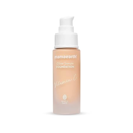 Mamaearth Glow Serum Medium Foundation Dewy With Vitamin C & Turmeric For 12-Hour Long Stay, Ivory Glow, 30 Ml