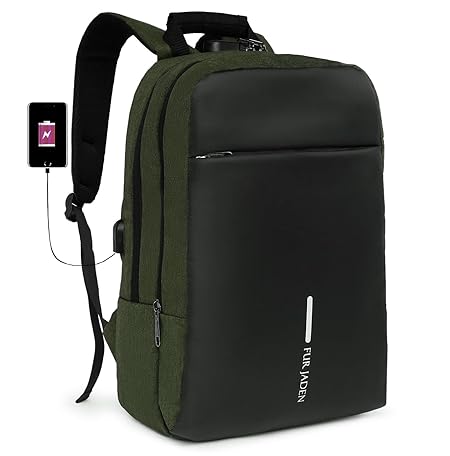 FUR JADEN Anti Theft Number Lock Backpack Bag, 15.6 Inch Laptop
