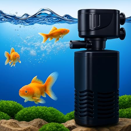 Buraq Pets 4 in 1 Aquarium Filter | 15W | 880L/H | 1.5–2.5 ft Tank