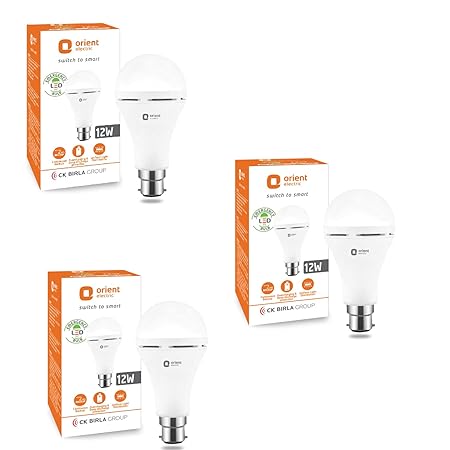 Orient Electric 12W Rechargeable Emergency LED bulb| Inverter Bulb for home | Up to 4 kV surge protection| 6500K, Cool W