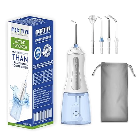 MEDITIVE Water Flosser Cordless for Teeth, Portable Oral Irrigator, Cordless Water Dental Flosser Teeth Cleaner, IPX7 Waterproof Teeth Cleaner with 350ml Detachable Water Tank