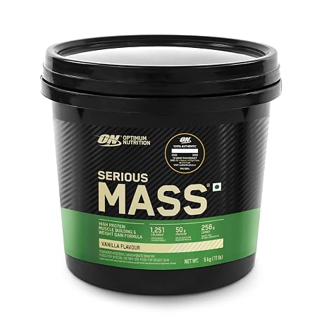 OPTIMUM NUTRITION (ON) Serious Mass Gainer powder (Veg) - 5 kg (Vanilla), Vitamins & Minerals, High Protein High Calorie