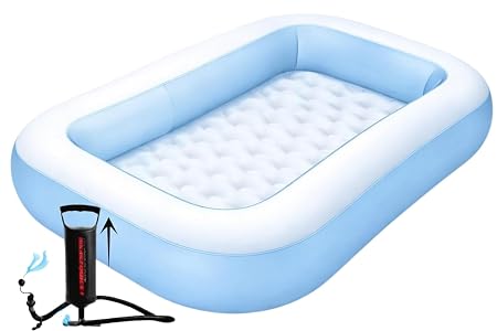Toy Imagine 5.5 Feet Rectangular Inflatable Swimming Pool for Kids with Air Pump | Foldable Full-Sized Swimming Bathtub 