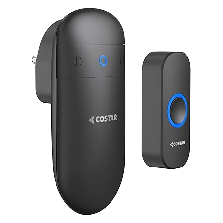 COSTAR Wireless Door Bell Kits Chime for Home Office with LED Light 300 Meter 1000 Feet Operating Range 32 Ringtones 5 L