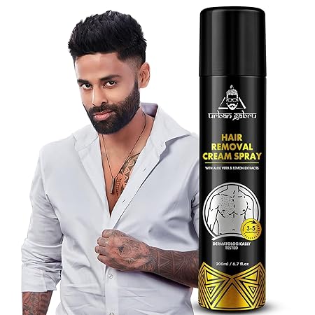 urbangabru Hair Removal Cream Spray For Men, Painless Body Hair Removal for Chest, Back, Legs & Under Arms