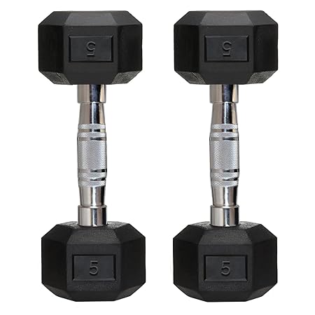 FITRXX Pair of Rubber Coated Hexa Dumbbell Set for Men & Women
