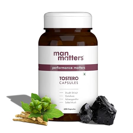 Man Matters Shilajit Ashwagandha, Gokshura, Safed Musli Capsules For Men | 60 Capsules | 20 Ayush-Approved Ayurvedic Herbs | Helps Maintain Overall Health