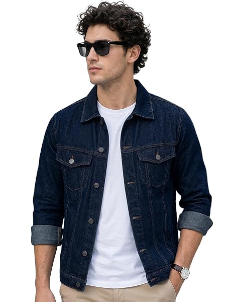 Urbano Plus Men's Blue Regular Fit Washed Full Sleeve Denim Jacket