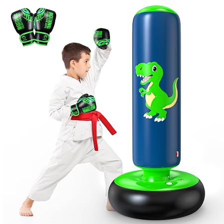 QPAU Inflatable Punching Bag, 48 Inch Stable Inflatable Boxing Bag for Kids