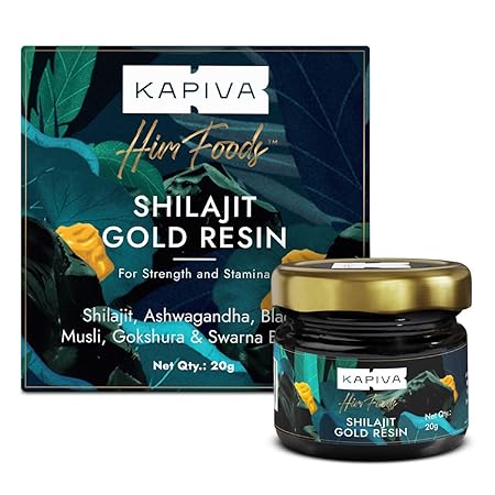 Kapiva Shilajit/Shilajeet Gold Resin - 20g | 500mg/Serving | 40 Servings | Boost Muscle Growth & Stamina | Contains 24 C