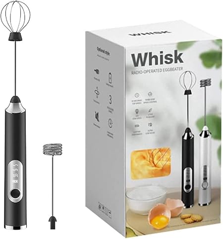 PRIMESKY Milk Frother Coffee frother Electric USB Rechargeable 3-Speed Electric Frother for Coffee with Whisk and Frother Mixer, Stand-up Design