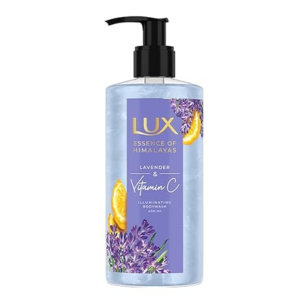 LUX Lavender & Vitamin C Illuminating Body Wash, 400 ml, for Radiant and Detoxified Skin