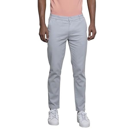 The Indian Garage Co Men Mid Rise Slim Fit Solid Stretchable Chinos