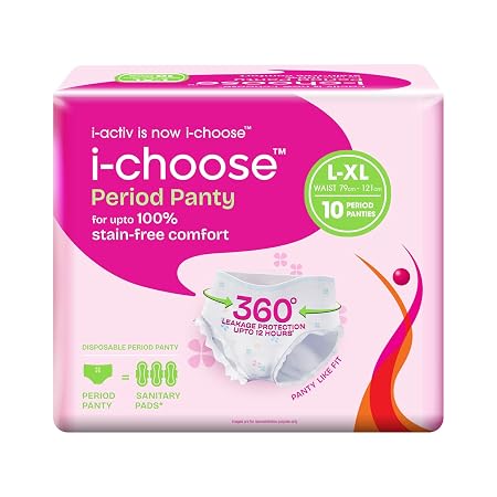 i-activ/i-choose Period Panty for Girls & Women | L-XL | 10's Pack | Disposable Period Panties for Women for Heavy Flow 