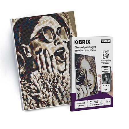 QBRIX Framed Diamond Art from Any Photo - Custom Diamond Painting Kit for Adults - Personalised Gem Art - DIY Craft Kit for Adults - Vintage - 8 x 12 inches