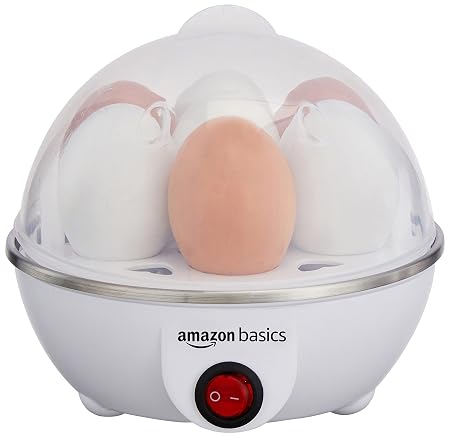 amazon basics Electric Egg Boiler | 350 Watt | Boils Upto 7 Eggs | Automatic Operation, 3 Boiling Modes | Overheat Prote