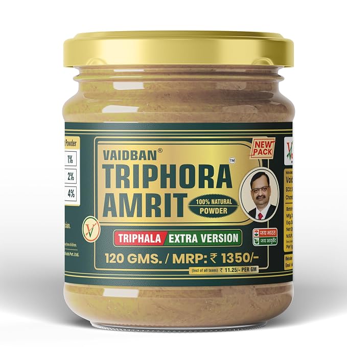 Vaidban Triphora Amrit (Triphala Extra Version) 120g - Traditional Ayurvedic Churna for Digestion, Constipation Relief &
