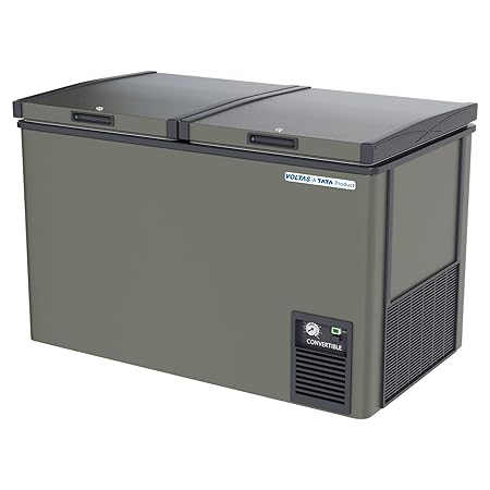 Voltas CVF320DB3 Double Door Deep Freezer cum chiller, Convertible, GREY (303L Gross, 295L Net)