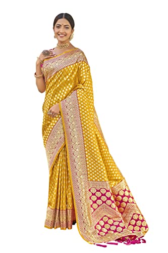MANOHARI Adorable Woven Pattern Banarasi Silk Saree for Women with Blouse