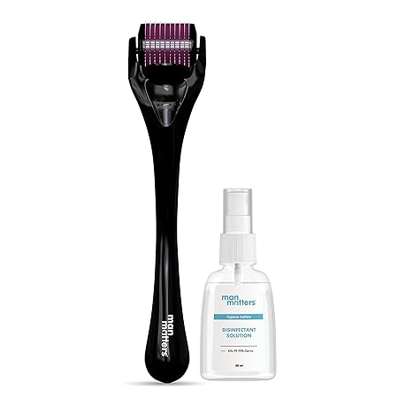 Man Matters 1.00 mm Derma Roller with Disinfectant | With 540 Titanium Alloy Needles | Promotes Beard & Hair Growth & Re
