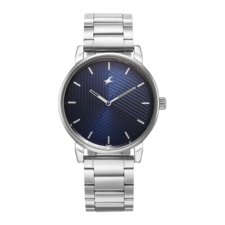 Fastrack Men Stunners Quartz Analog Blue Dial Silver Metal Strap Watch