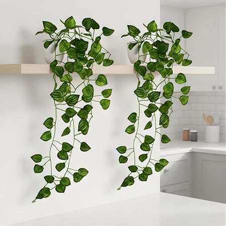 fancymart Artificial Vine Plant Falling with Pot: Pack of 2 (Natural Touch & Feel) - Home and Office Decor with Small Si