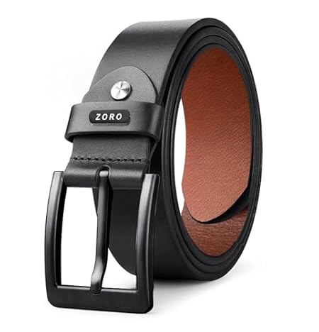 ZORO Men's Genuine Leather Belt for Men, Casual/Formal, Black
