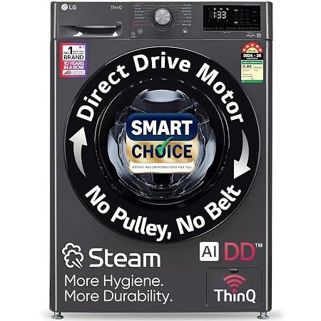 LG Smart Choice, 9 Kg, 5 Star, AI Direct Drive Technology, Steam, 6 Motion DD & Wi-Fi Fully-Automatic Front Load