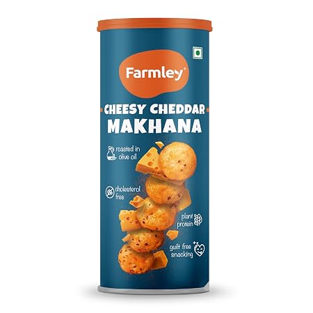Farmley Roasted and Flavoured Cheesy Cheddar Makhana, Namkeen Snacks & Puffed Snacks, Healthy Snack, Cholesterol Free, G