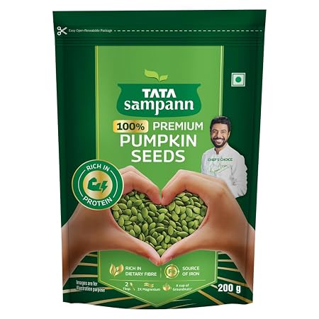 Tata Sampann Pumpkin Seeds, 200g, Rich in Protein, Dietary Fibre, Magnesium & Phosphorus