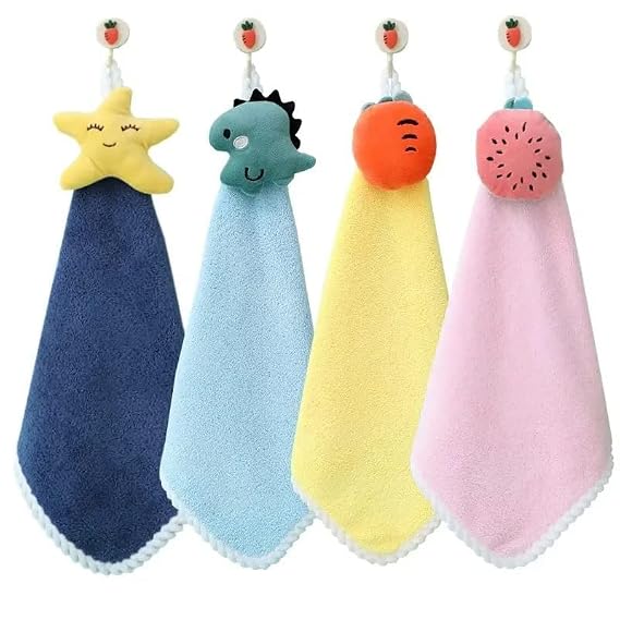 HomeCloud Cute Kids Hand Towels with Hanging Loop