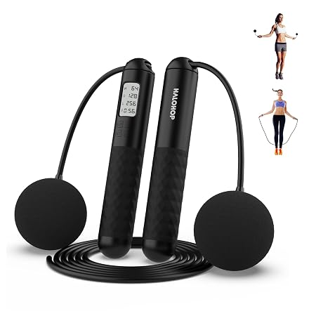Halohop Skipping Rope for Man Women with Counter Weighted Ropeless Professional Skipping Rope Smart Jumping Rope with Adjustable for Adult Kids Training Rope Fitness Exercise
