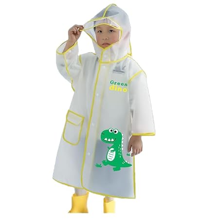 Bold N Elegant Transparent Dinosaur Print Kids Polyester Standard Length Raincoat