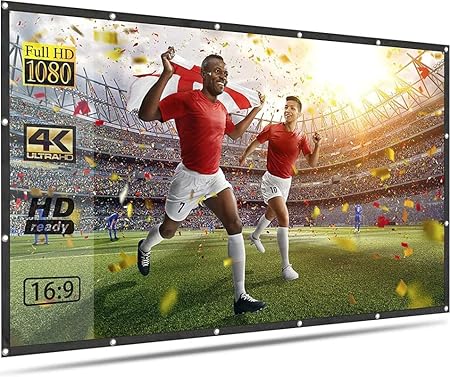SAVSOL 100 Inch Projector Screen, 4K 16:9 Portable Eyelet Premium Video Foldable Projection