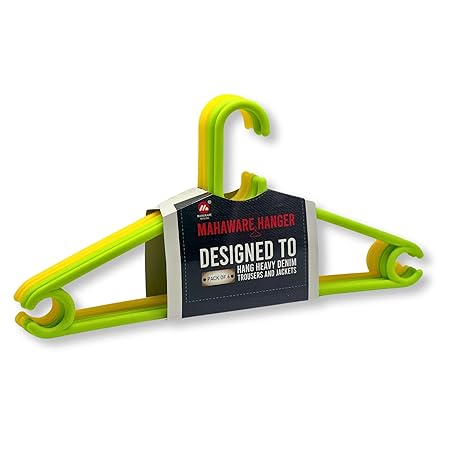 Mahaware Sturdy Polypropylene Hanger, Pack of 6, Green and Yellow l Cloth Hanger l Dress Hangers l Hanger for Clothes Hanging