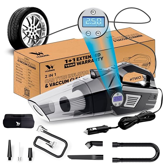 YEARWIN 4 in 1 Car Vacuum Cleaner with Tyre Inflator