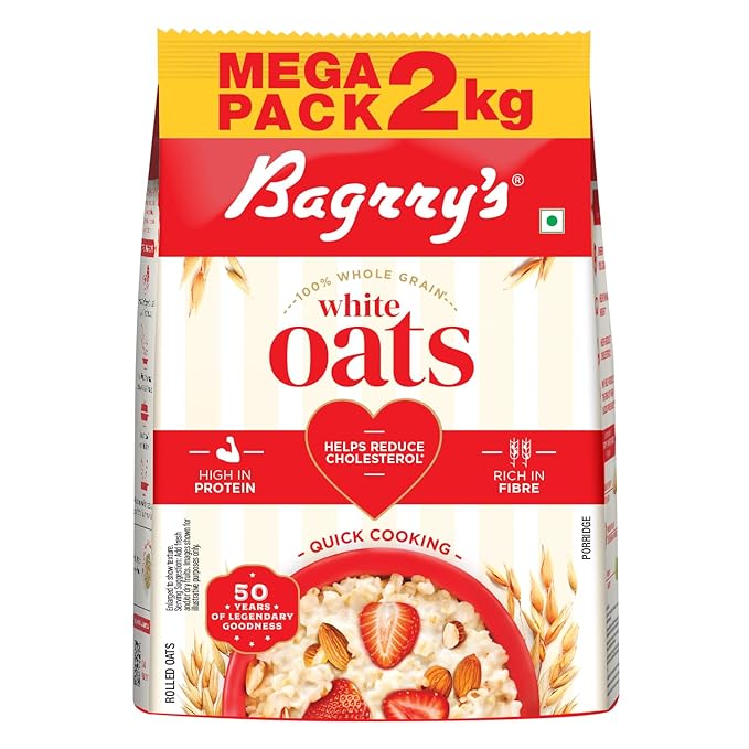 Bagrry's White Oats 2kg, Premium Whole Grain