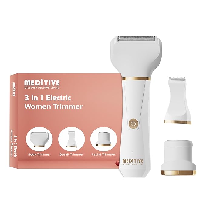 Meditive 3-in-1 Rechargeable Trimmer for Women, Body Shaver