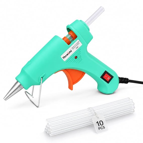 THEMISTO 20 Watt Mini Hot Melt Glue Gun with 10 Glue Sticks for DIY Art and Crafts…