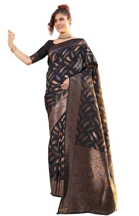 SWORNOF Women's Banarasi Patola Silk Blend Saree With Blouse Piece