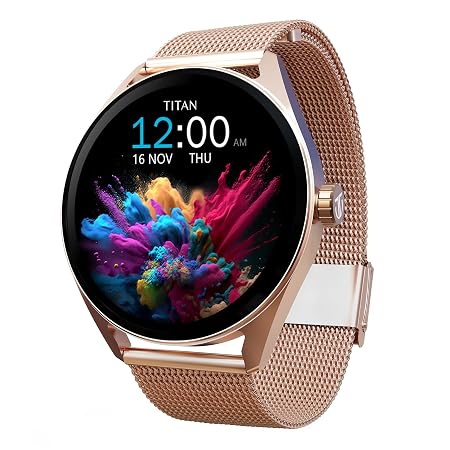 Titan Crest 1.43” AMOLED Smart Watch with BT Calling, AI Morning Briefs, Functional Crown, Health Tracking, Aluminium Bo