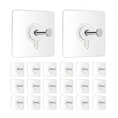 JIALTO 20 Pcs Self Adhesive Hooks for Secure Wall Hanging - Versatile 6mm Nail Hook for Photo Frames Hooks, Clocks, and More - Transparent, Heavy-Duty, No-Drill Solution
